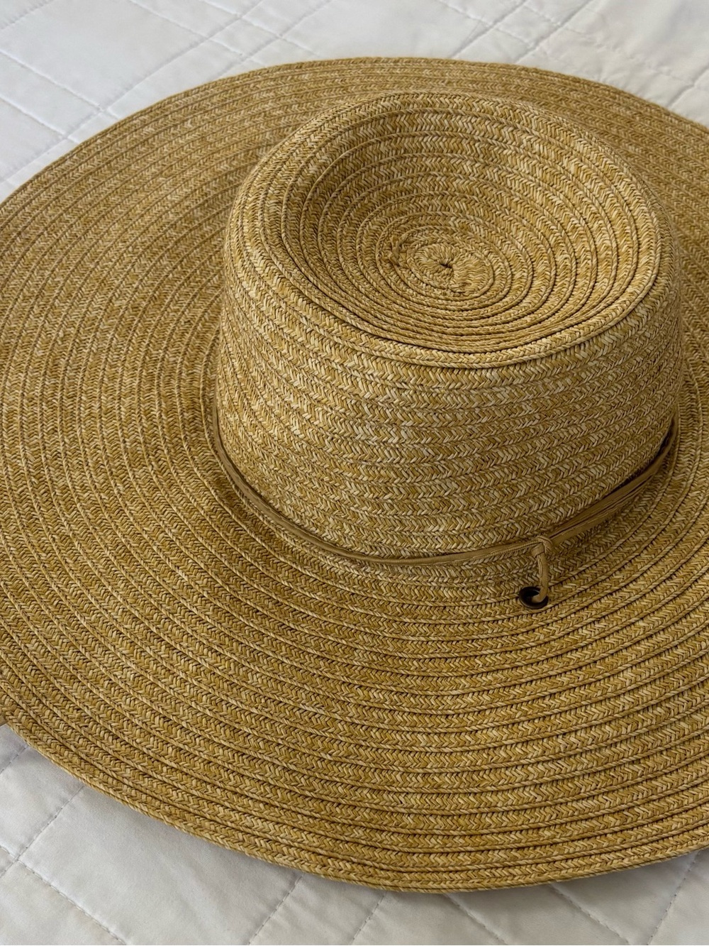 Tropical Trends Wide Brim Straw Sun Hat Tan Adjustable One Size
